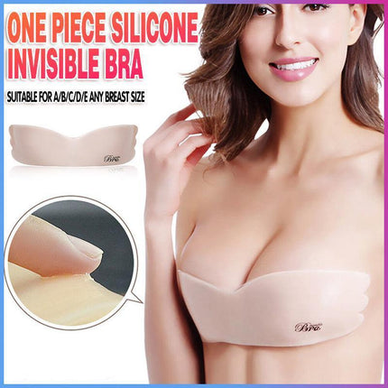 One Piece Silicone Invisible Bra Adhesive Push Up Strapless Backless Lingerie - Aimall