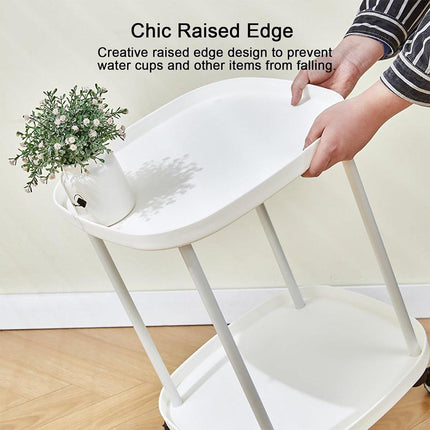2 Tier Mobile Side Table Coffee Table with Storage Shelf Living Room Furniture