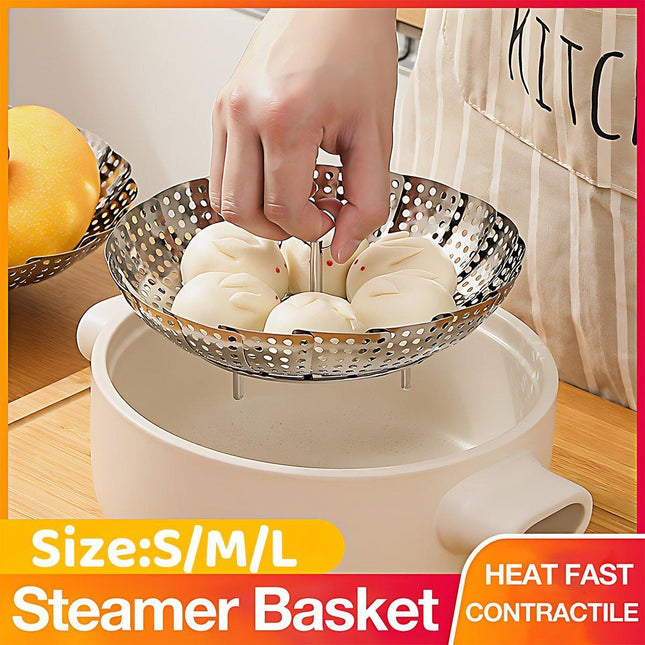 Stainless Steel Steamer Tray Kitchen Drain Basket Fruit Rack for Buns Cooking