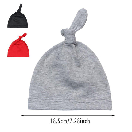 3PCS Baby Knot Hats Soft Cotton Toddler Caps Multicolor Newborn Beanie Pull Cap