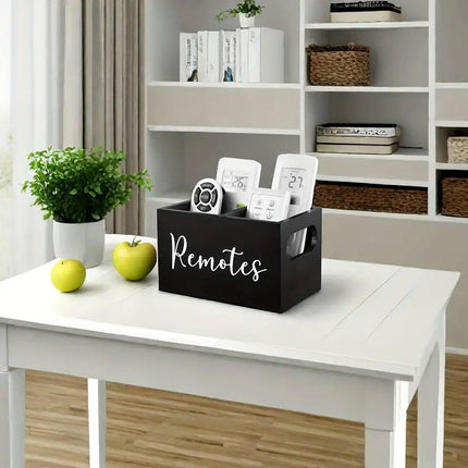 Wooden Compartment Storage Box Remote Control Holder Desktop Organizer for Home