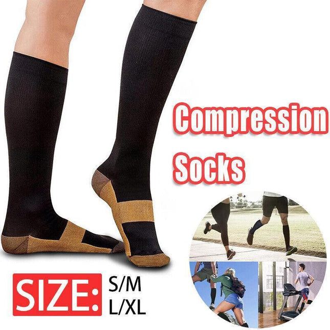 Compression Socks Copper Medical Stockings Travel Running Anti Unisex Fatigue Au - Aimall