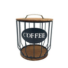 Iron Wood Coffee Capsule Storage Basket Decor Organizer for Kitchen Living Room