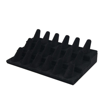 Three Layer Flocking Jewelry Display Stand 18 Finger Ring Organizer Holder