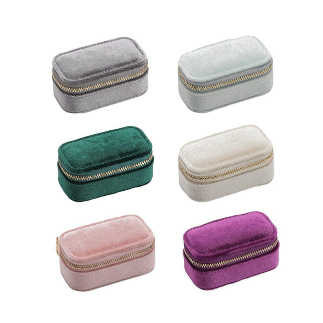 Velvet Mini Travel Jewelry Storage Box Portable Organizer Ring Earring Holder