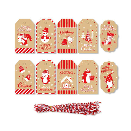 50PCS Christmas Kraft Paper Gift Tags Vintage Holiday Party Card Packaging Decor