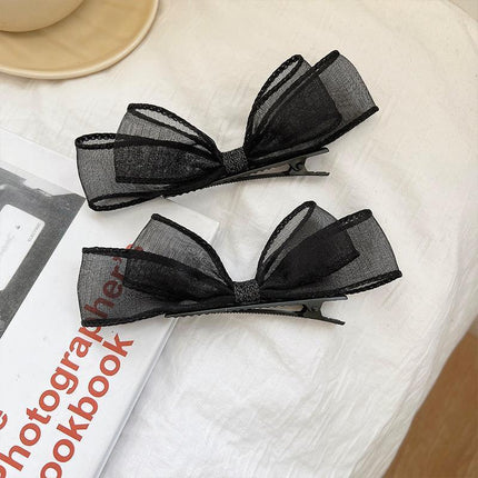 Sweet Mesh Bow Hairpin Hair Accessories Bang Clip Bowknot Hair Clips Girls Party - Aimall