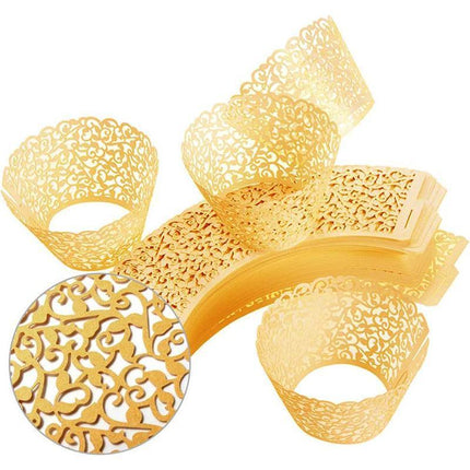 25x Laser Cut Cupcake Wrappers Filigree Case Wedding Baby Party Many Colour - Aimall