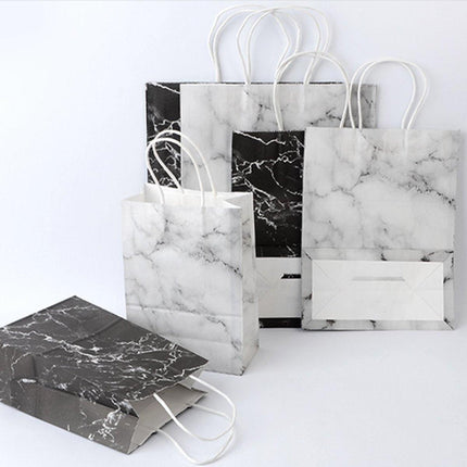 25PCS Marble Series Shopping Paper Bag Luxury Handbag Party Favor Gift Bags Set