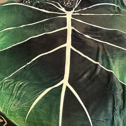Tropical Leaf Throw Blanket Soft Nap Air Conditioning Cover Single Bed