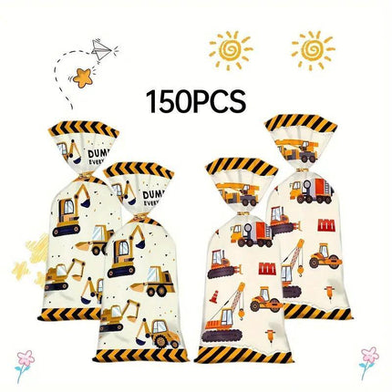 150pcs Construction Truck Candy Bags Excavator Snack Cookie Gift Packagin