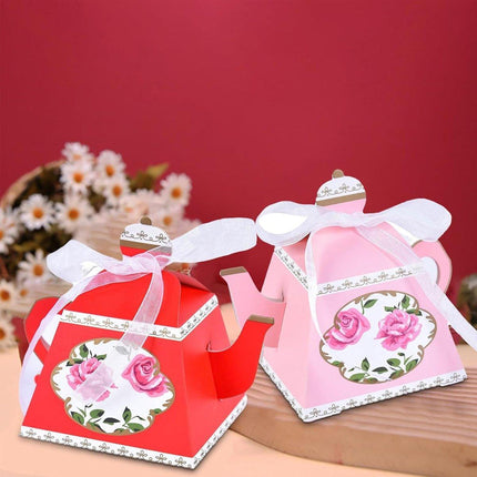 50Pcs Teapot Candy Boxes Wedding Favor Gift Packaging Tea Party Decorations