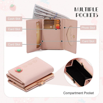 Cute Fruit Folding Wallet Ladies Mini Cartoon Money Clip Small Coin Purse Holder
