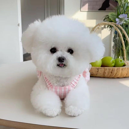 Plaid Pet Dress with Traction Buckle Slip Outing Clothes for Small Medium Pet