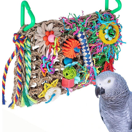 Parrot Gnawing Toys Woven Grass Nets Colourful Chewing Bird Cage Play