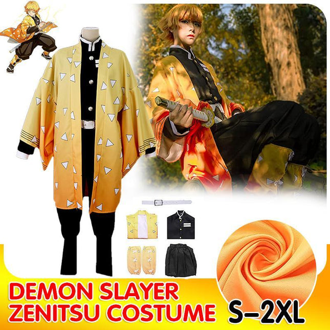 Demon Slayer Kimetsu No Yaiba Agatsuma Zenitsu Cosplay Costume Kimono Outfit Wig - Aimall