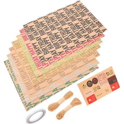 Vintage Kraft Wrapping Paper Happy Birthday Gift Box Wrapping Paper for Presents