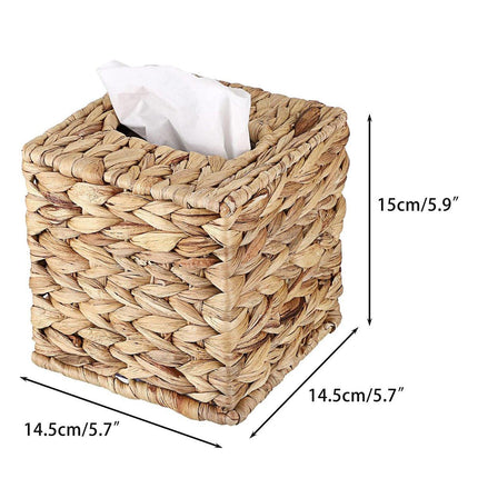 Straw Woven Tissue Box Rustic Style Extractable Tissue Drawer Desktop Organizer