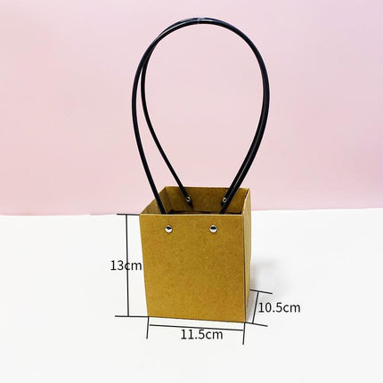 25x Kraft Paper Bag Flowers Waterproof Bouquet Basket Gift Box With Handle - Aimall