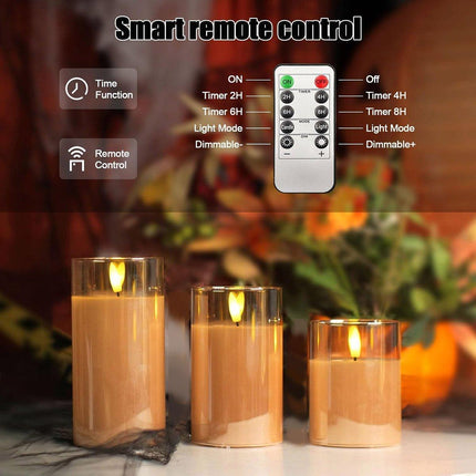 Led Flameless Electric Candle Lamp Acrylic Glass Simulation Flickering Christmas