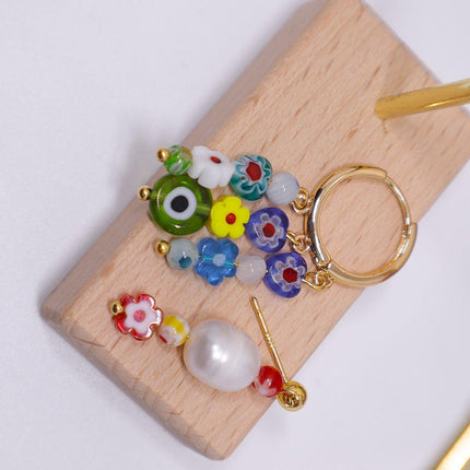 Handmade Colorful Flower Beaded Earrings Bohemian Fashion Jewelry Gift