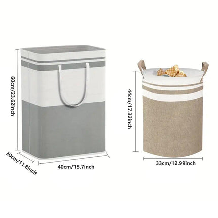 Foldable Canvas Laundry Basket for Dirty Clothes Storage Bag Hamper Organizer