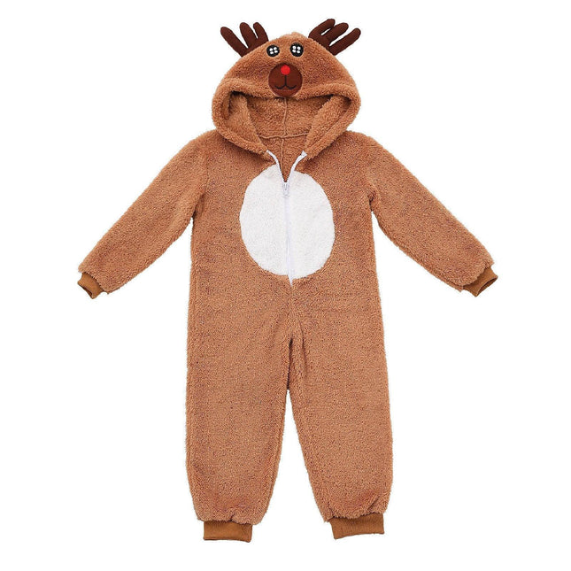 Girls' Christmas Elk Cute Dress Kids Holiday Party Outfit Festive Winter Wear - Aimall