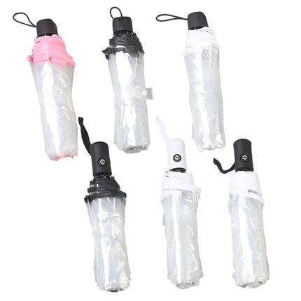 Transparent Folding Umbrella Compact Tri Fold Design Clear Rain Protection Cover