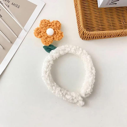 Cute Sunflower Headband Girl Women Party Hair Band Lamb Wool Hoop Clip Face Wash - Aimall