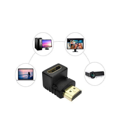 Utility HDMI Male to HDMI Female 90 Degree Right Angle Adapter Plated Converter - Aimall
