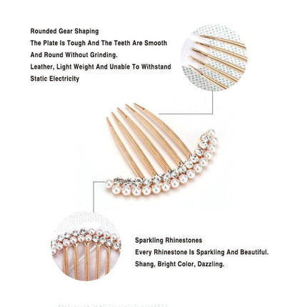 Rhinestone Pearl Hair Comb Golden Temperament Ornament Hair Comb Temperament - Aimall