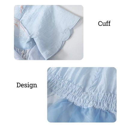 Blue Hanfu Girl Super Fairy Dress Mesh Traditional Chinese Style Princess Outfit
