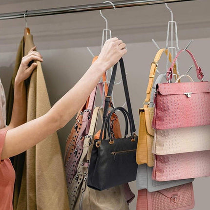 2X Purse Hanger Organizer for Closet Purses 6Storage Capacity Hook Wardrobe Rack