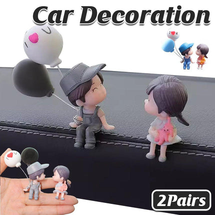 2pairs Cute Couple Car Interior Decorations Desktop Ornaments Car Accessories