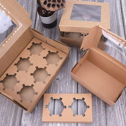25Pcs Paper Cupcake Box with Window for Party Wedding Bakery Gift Packaging