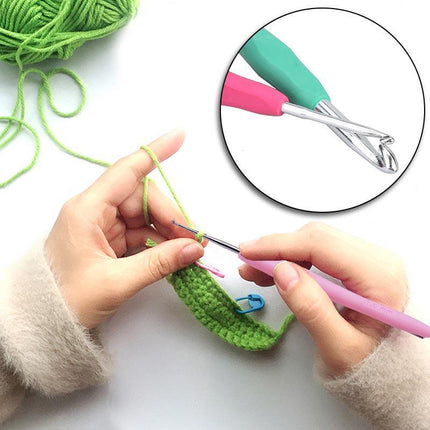 Knitting Needles Crochet Hooks Set Tools Kit Yarn Sewing Tools Grip With Box DIY - Aimall