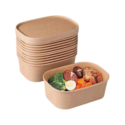 50pcs Kraft Lunch Boxes Picnic Bento Light Lunch Boxes Eco Friendly Containers