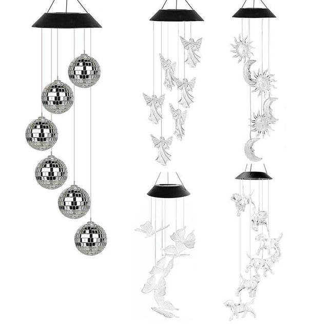 Colour Changing Wind Chimes LED Light Hanging Decor Outdoor Solar Powered Garden - Aimall