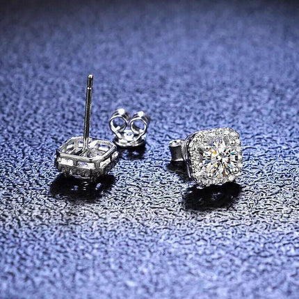 1 Pair Brilliant Square Cut Cubic Zirconia Stud Earrings Stainless Steel E135 7Clours - Aimall