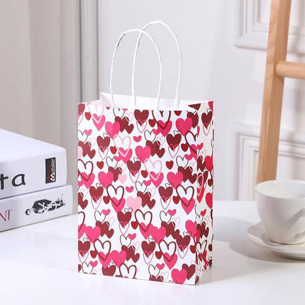 30x Valentines Day Love-Themed Tote Bag Elegant Kraft Paper Handbag Lightweight