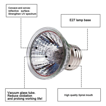 3PCS Reptile Heating Light Bulb UVA UVB Tortoise Turtle Lizard UV Basking Lamp