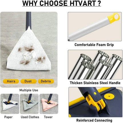 Adjustable Rotating Triangle Mop Wet Dry Dual-use Household Mop with Scraper