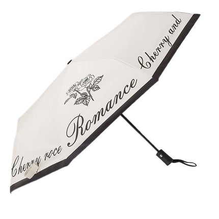 Vintage Rose UV Protection Automatic Manual Tri-fold Sun Rain Umbrella Sunshade