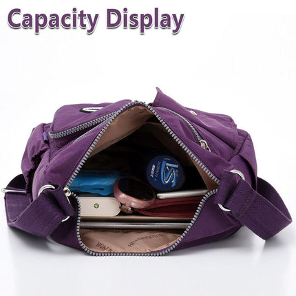Purple Shoulder Bag Nylon Fabric Crossbody Travel Bag for Women Casual Use