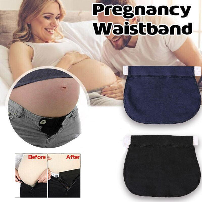 Maternity Pregnancy Waistband Elastic Extender Adjustable Waist Pants Belt Butto - Aimall