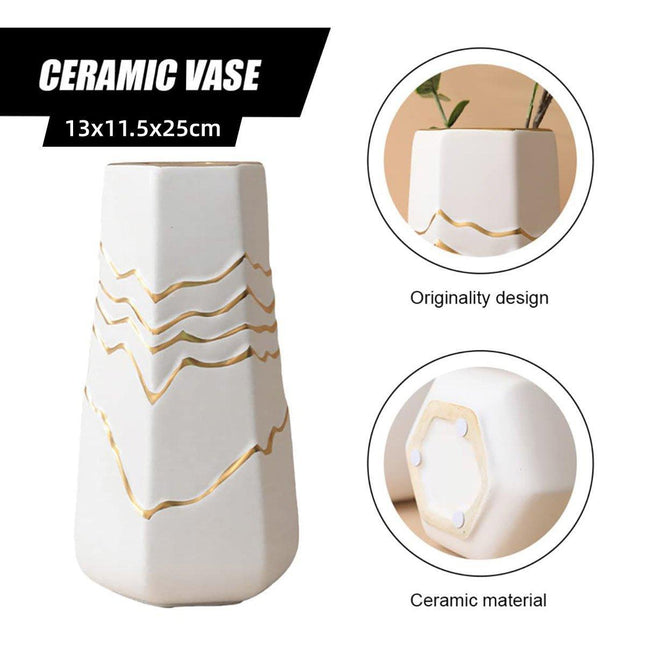 Ceramic Flower Vase Simple Home Hotel Decor Hydroponic Planting Container