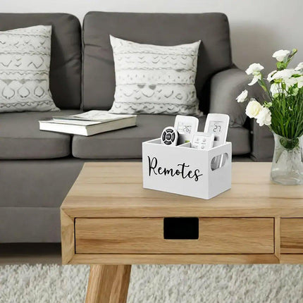 Wooden Compartment Storage Box Remote Control Holder Desktop Organizer for Home