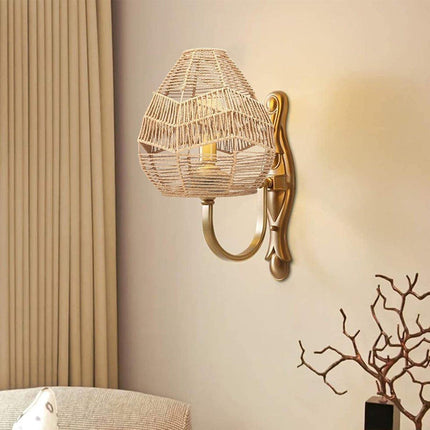 Chinese Style Imitation Rattan Lampshade DIY Weaving Lamp for Home Decor
