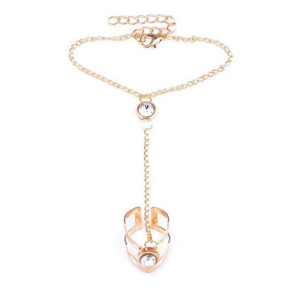 Geometric Hollow Arrow Ring Bracelet Integrated Creative Finger Chain Set Chain - Aimall