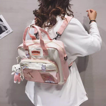 Kawaii Crossbody School Bag for Girls Large Capacity Kawaii Bag With Kawaii Pin